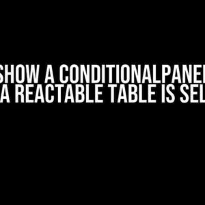 How to Show a ConditionalPanel when a Row in a Reactable Table is Selected?